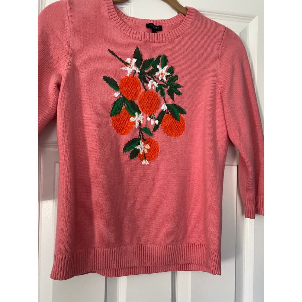 Talbots Bold Oranges crewneck sweater size small